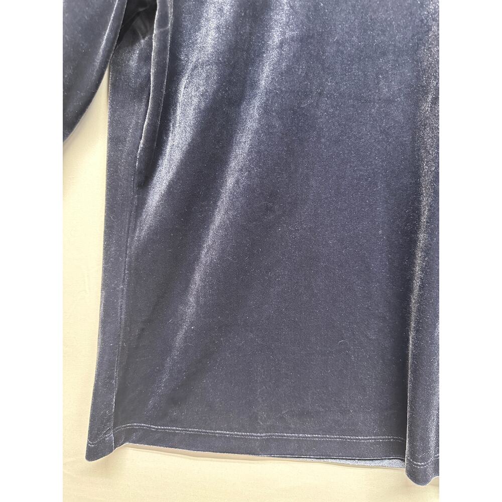 NWT Banana Republic Velvet Mock Neck 3/4 Sleeve Blue Classy Old Money‎ Preppy - Picture 2 of 8